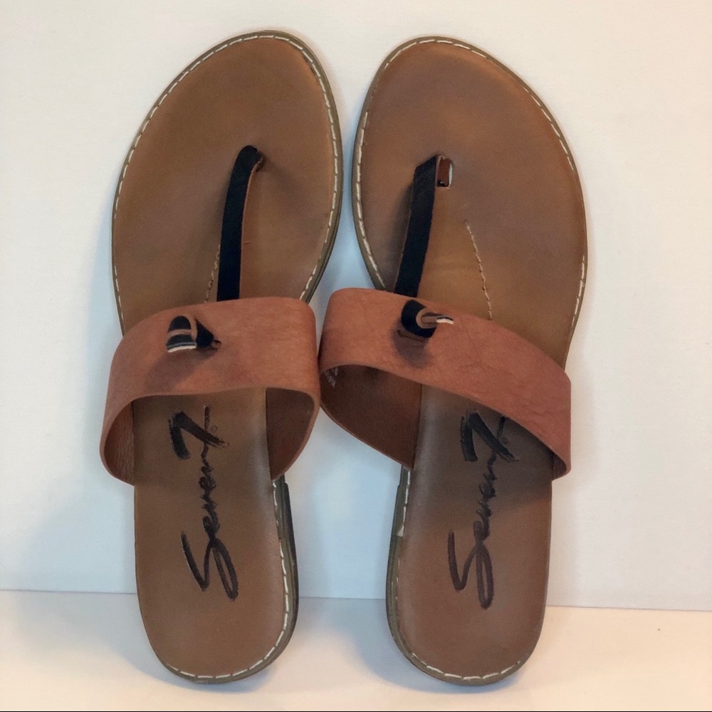 Seven7 “Nav01” Leather flip flop thong sandal